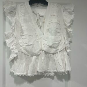 White Ruffled Women's Top
